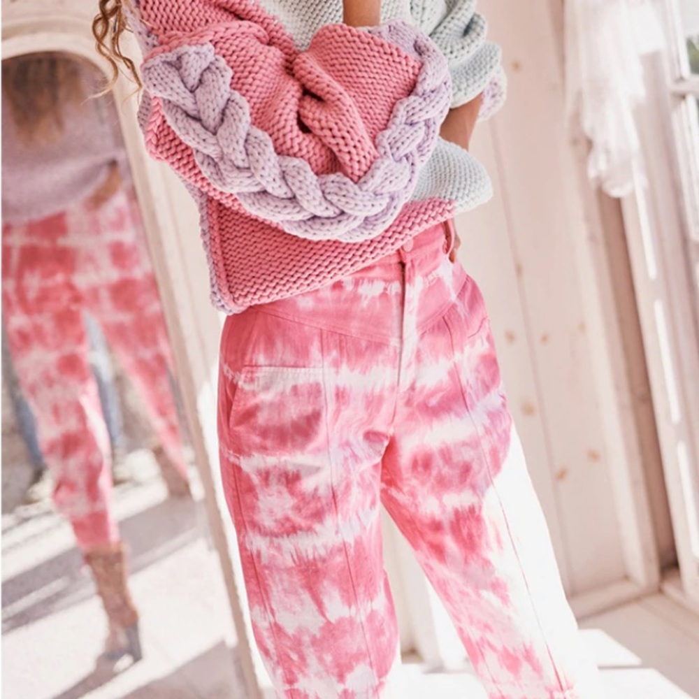 LoveShackFancy Pink Print Paper-bag Pants